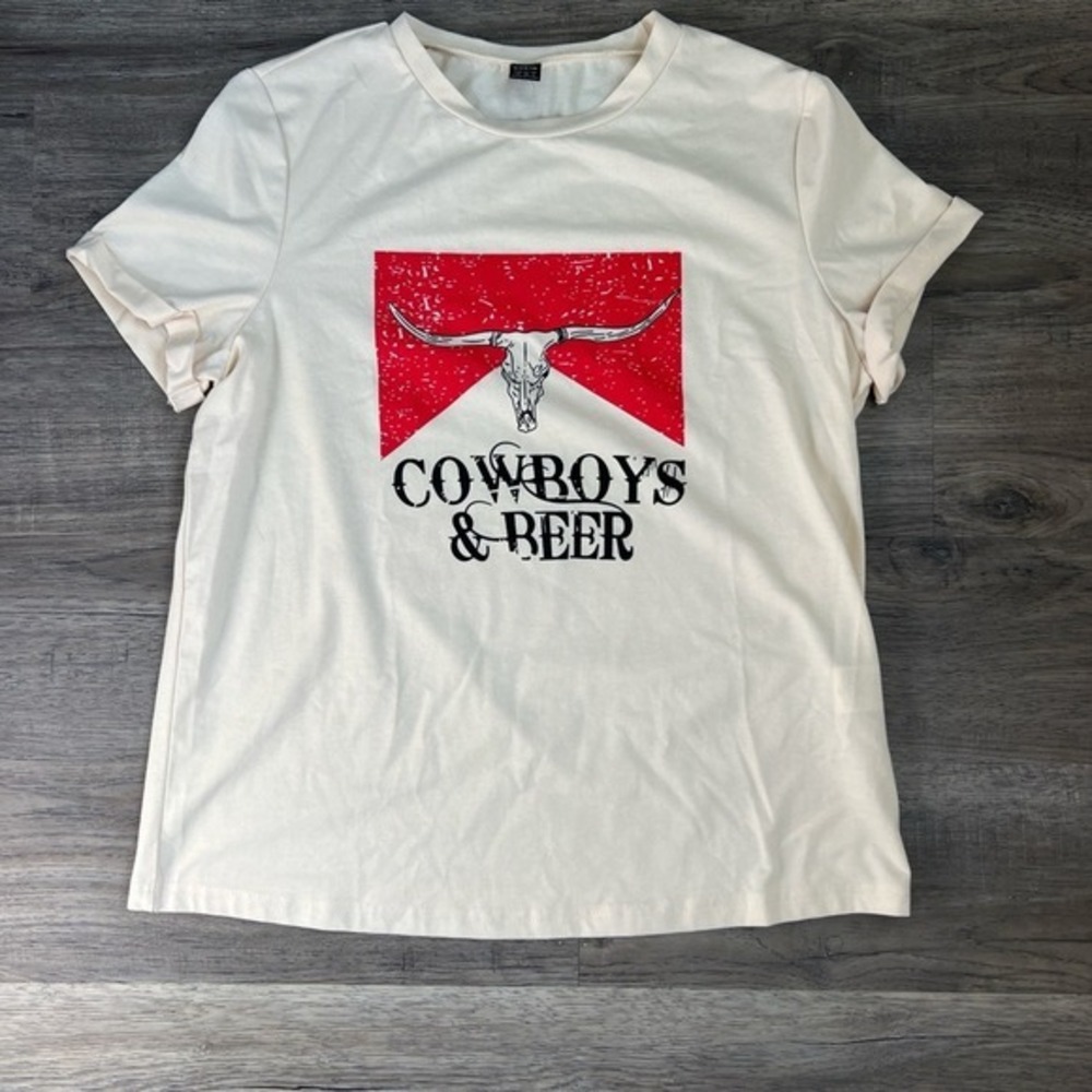 SHEIN Women's Cowboys and Beer‎ Graphic T-shirt size Medium